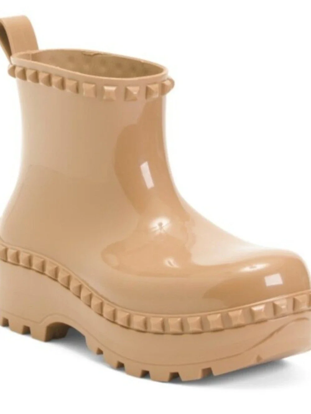 Carmen Sol Graziano Beige Studded Rain Ankle Boots
